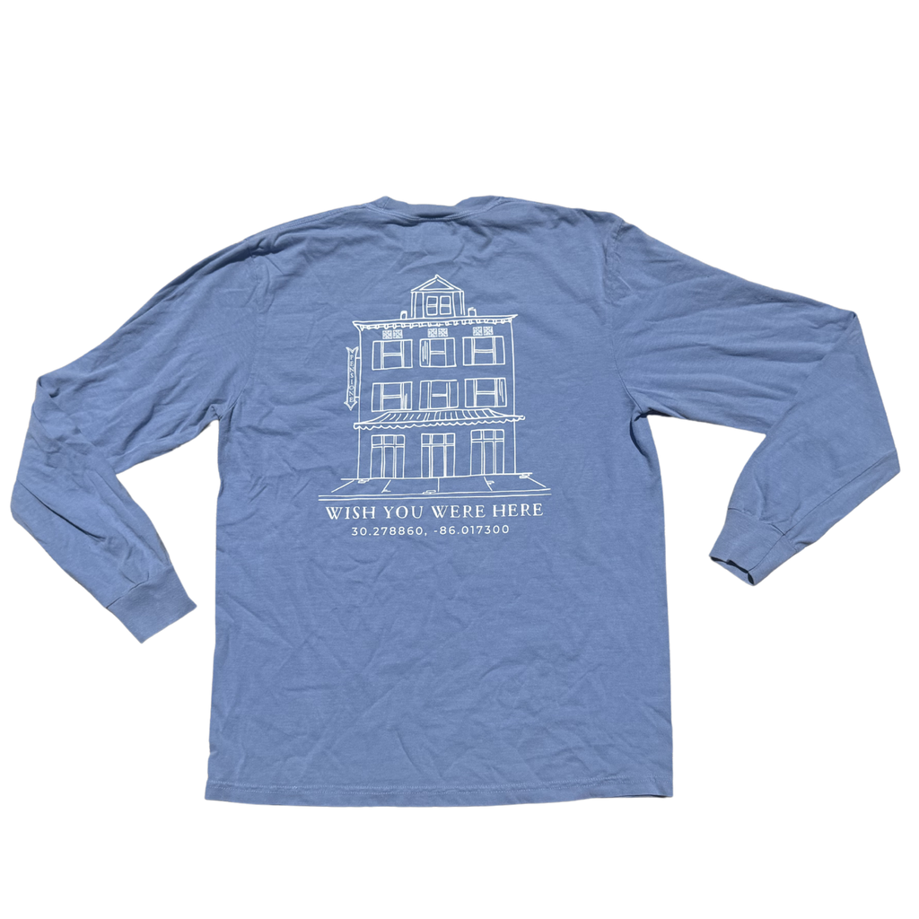 Wish You Were Here Classic Long Sleeve Tee Shirt - Blue