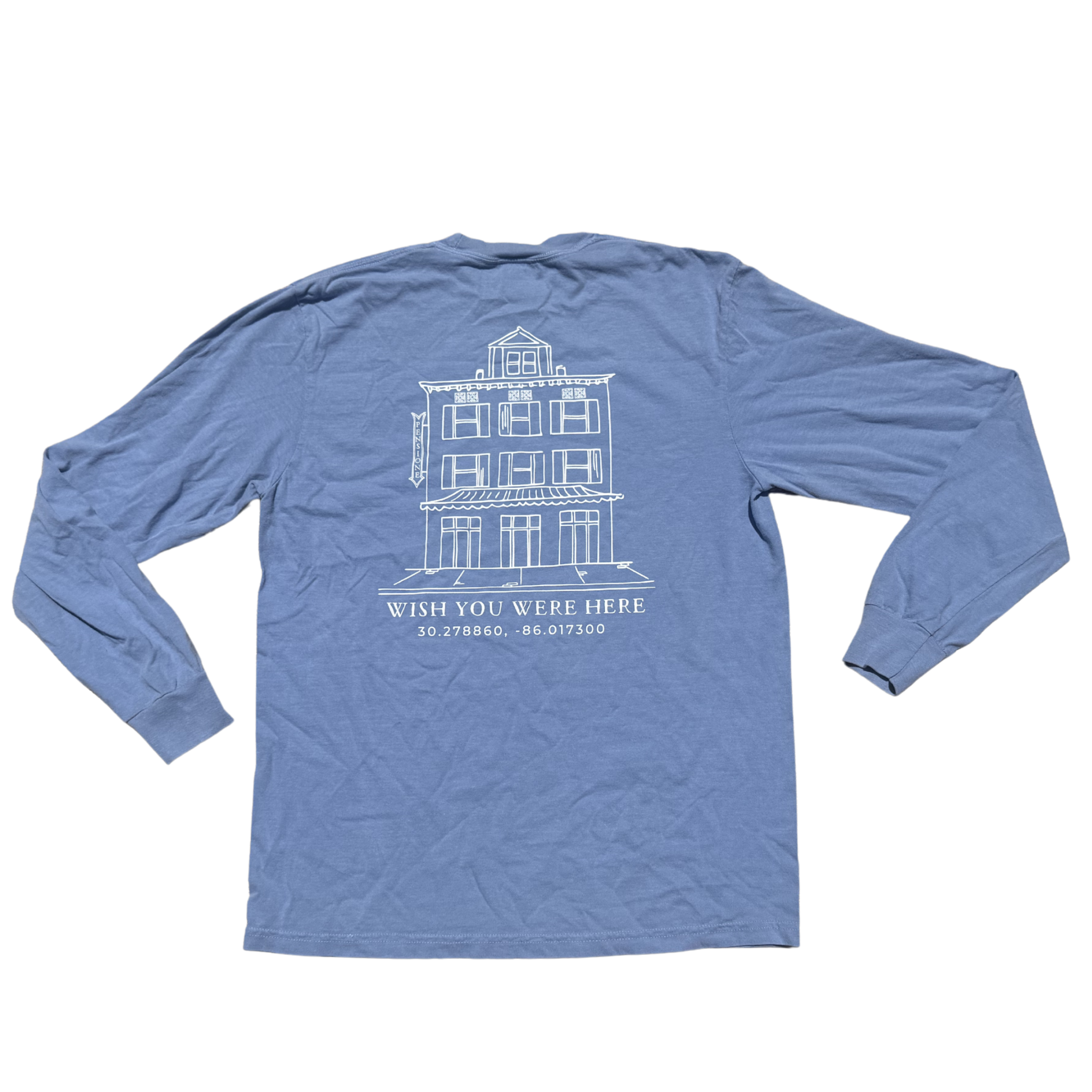 Wish You Were Here Classic Long Sleeve Tee Shirt - Blue