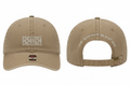 Khaki classic logo baseball cap with embroidered Rosemary Beach Inn design front and back